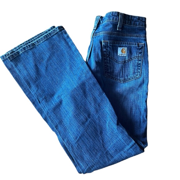 Carhartt Denim - Carhartt Jeans Women's 10x32 Blue Bootcut Medium Wash Traditional Fit Work Pants